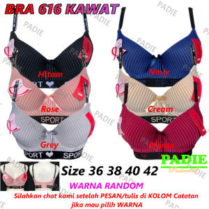 PADIe - BH / Bra Wanita Cewek Dewasa Motif Salur FEMA 616 Cup C Busa Sedang Pakai Kawat Kaitan 3 Size 36 - 42