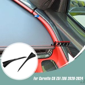 Cornerr 2PCS Carbon Fiber Car Interior Door Panel Strip Front Part Cover Trim For Corvette C8 Stingray Z06 Coupe 2020-2024 Accessories P7Q2M