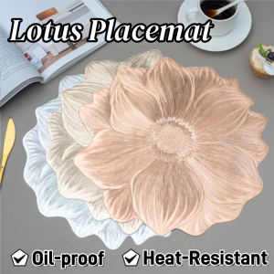Table Mat Lotus Shaped Dining Table Mat Heat-Resistant Placemat PVC Non-Slip Table Decor Mat