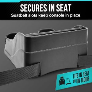 Moblorg Small Center Console for Cars Trucks Minivans SUVs Vehicle Organizer Cup Holders Recycled Plastic Made in USA (Black)