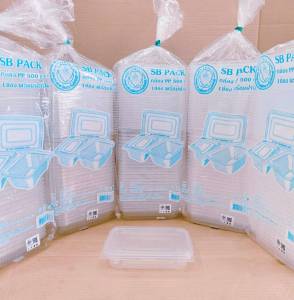 (ชุดละ 5 แพค) กล่องข้าว PP 500 CC. 1 ช่อง  ฝาแยก พร้อมฝาปิด แพคละ 25 ใบ ยี่ห้อSB