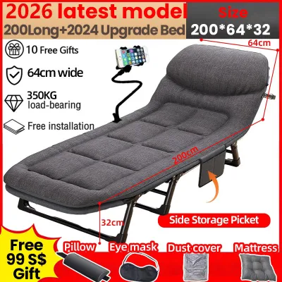 🔥SG Local Seller🔥2025 Upgrade 200cm Army Foldable Chair Single Sofa Bed With Mattress Folding Lazy Sleeping Army Chair Portable Camping/Office/Home/Living Room Recliner Lounge Chair 可扶手折叠床