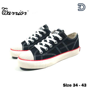 Sepatu Warrior Classic Low Cut Sneakers Pria Black White Size 34-43