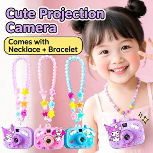 Sanrio Kuromi Childrens Projection Camera Necklace Jewelry with Bracelet Birthday Gift for Girl