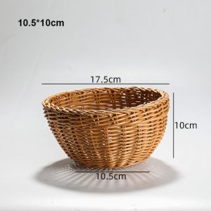 YESMILE Handwoven Rattan Wicker Woven Serving Baskets 10 Styles Hardness Bread Fruit Vegetables Basket High Quality Household Drain Chopstick Fork Spoon Holder Restaurant Serving Tabletop Display