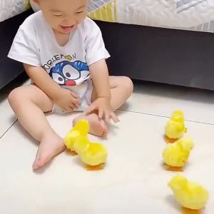 Wind Up Plush Chick Toy Cute Simulation Jumping Chicken Movable Walking Toy Baby Kids Educational Play Toy