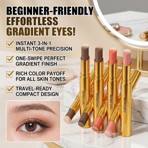 Gold Diamond Three-Color Gradient Eyeshadow Stick Long Lasting Sweatproof Pearlescent Velvet Eyeshadow Pen 金钻三色眼影棒
