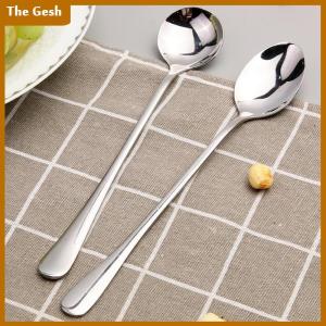 [The Gesh] Long Handled Stainless Steel Coffee Spoon Ice Cream Dessert Tea Spoon For Picnic Kitchen Accessories Spoon Coffee Bean