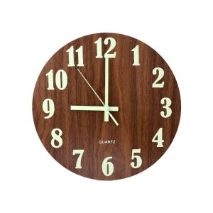 12inch Nordic Luminous 3D Wall Clock Wooden Silent Light in Dark Night Wall Clock Battery Operated Home Decoration