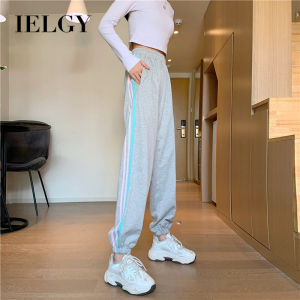 IELGY tied feet harem large size Womens pants loose fashion sports Cotton straight high waist