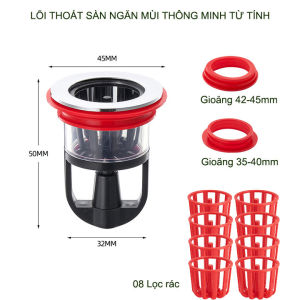 Lõi thoát sàn ngăn mùi lọc rác thế hệ mới thông minh từ tính S8P bằng nhựa ABS kèm 8 giỏ lọc rác