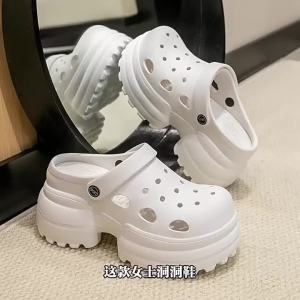 11CM High-Heeled Soft-Soled Perforated Shoes EVA WomenS New Summer Anti-Slip Outdoor Height-Increasing Slimming Thick-Soled Sandals