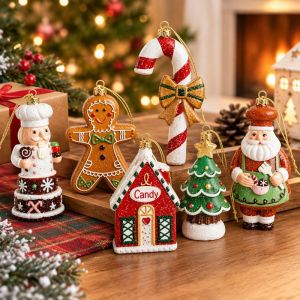 Lucky Star.my Cute Resin Christmas Tree Ornament Handpainted Candy Cane Gingerbread Donut Sweet Holiday Decor