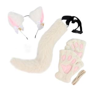 3Pcs Halloween Cats Dress up Costume Set Child Animal Costume Accessories for Girl Cosplay Birthday Halloween