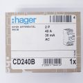 Hager CD240B 40A 2P 2 Pole 30mA AC Inter Differential Residual Current Circuit Breaker Device RCCB (Made in France). 