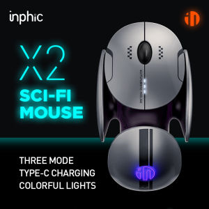 inphic X2 SCI-FI Wireless Mouse Rechargeable 2400dpi Silent 2.4GHz / Bluetooth Optical Mouse Power Display