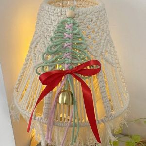 SOULLOV Handwoven Tree Shaped Pendant Wall Hanging Festive Atmosphere Xmas Hanging Ornaments Gift Ornament Cotton Hand Knit Pendant Christmas Tree Decor