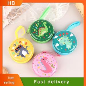 HB Lovely Dinosaur Round Coin Purses Cute Print Wallet Zipper Change Purse For Boys Girls Earphones Storage Pouch