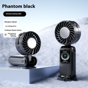 Cooling High-Speed Fan Semiconductor ice Handheld Fan Portable Hanging Neck Digital Display Folding Fan