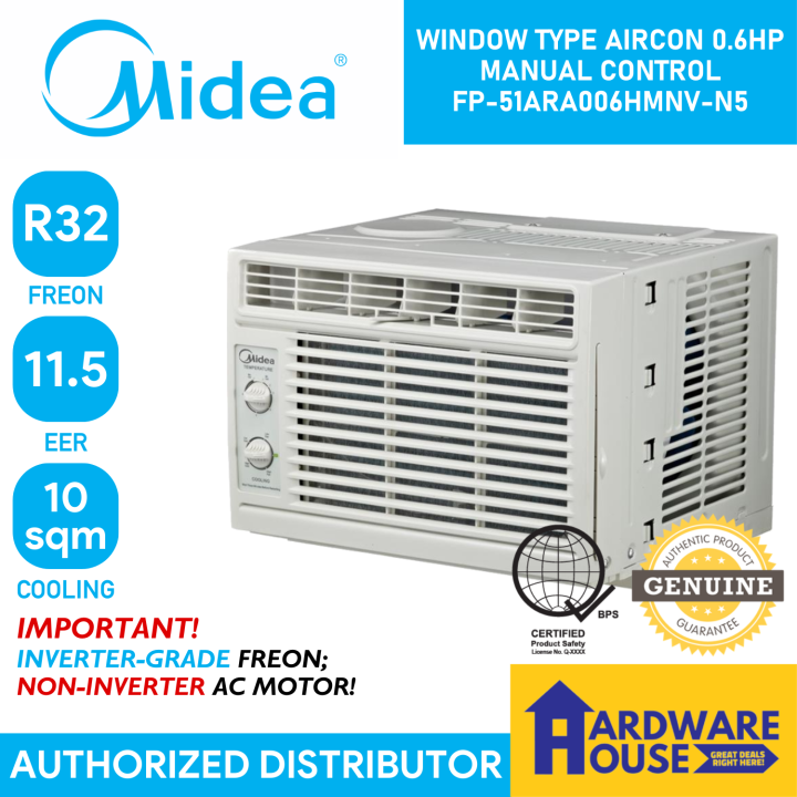 ORIGINAL MIDEA Aircon 0.6HP R32 InverterGrade Freon Window Type Energy