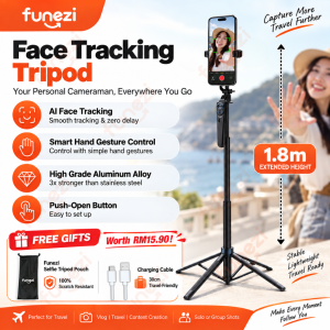Funezi Ai Tripod For Phone Tripod 360 Rotation Auto Face Tracking Tripod Selfie Stick Monopod Camera