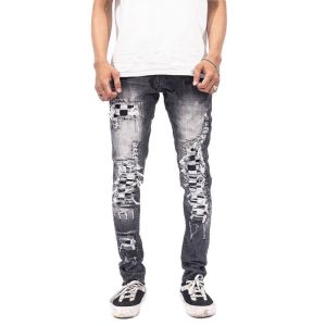 Denimitup - M1 cheqered - Shadow grey - Celana Jeans - Jeans Pria