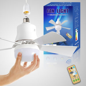 Ceiling Fan with LED Light and Remote Control Inverter Ceiling Fan Light E27 Socket Fan Light Small Ceiling Fan Easy to Install Dimmable Mini Ceiling Fan for Living Room