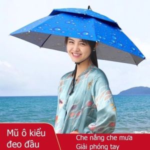 Ô Dù Đội Đầu Rảnh Tay 2 Tầng Chống Gió – Dù Đội Đầu Che Mưa Nắng Vải Oxford Chống Thấm Tiện Lợi