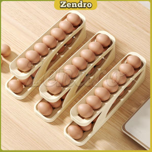 ZEO 2 Tier Eggs Dispenser Auto Rolling Egg Tray Refrigerator Egg Storage Rack