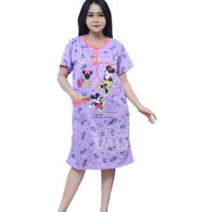baju tidur daster Wanita dewasa kekinian murah bb max 70kg bahan kaos serian muda kancing 3 minnie
