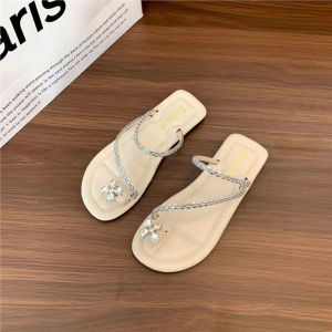 Free Shipping Sandals Flat Shoes 2026 New Summer Collection Soft-Soled Perfect With Dresses Toe-Covering Design Rhinestone-Embellished Sandals Summer Footwear