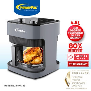 PowerPac Air Fryer 4.8L with Tempered Glass Basket (PPAF345)
