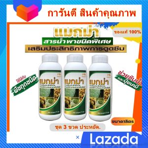 แมกม่า(ชุด 3 ขวด) ชุดประหยัดต้นทุนเพิ่มผลผลิต ขวดละ 1 ลิตร  เป็นสารจับใบดูดซึมเร็วภายใน 1-3 วินาทีสูตรเข้มข้นชนิดพิเศษ ใช้ร่วมกับปุ๋ยน้ำและยากำจัดวัชพืชได้ทุกชนิดใช้ได้กับพืชทุกชนิด