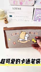 Túi lưới đựng bút Capybara khóa kéo chắc chắn dễ thương dung tích lớn