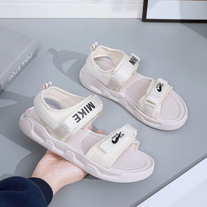 Free Shipping Summer Versatile Casual Fashion Outdoor Sports Plaid Black And White Sandals With Velcro Closure New Thick-Soled Non-Slip Wedge Heel