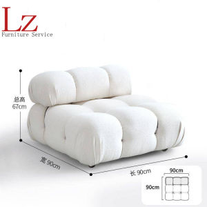 LZ-Creative Net red ins sand hair bedroom double small sofa small living room Nordic fabric sofa cream wind