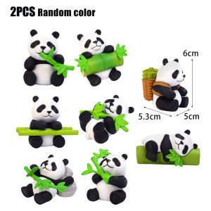 4PCS Cute Cartoon Panda Car Ornaments Car Center Console Ornaments Office Desk Ornaments Small Car Interior Decoration