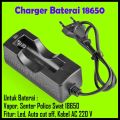 Charger Baterai 18650 1 Slot 1A dg Kabel AC 220V Cas Baterei Senter Police Swat Battery Batrei Batre. 