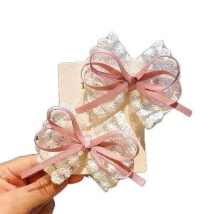 Adorable Lace Trimmed Hair Bows Hairpins for Infants Comfortable Baby Hair Accessories No Slip Grip Handmade Barrettes