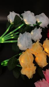 5 Heads Solar Light Fence Lights Led Solar Powered Flower Lawn Solar Power Landscape Yard Outdoor Flood Garden Yellow For Garden Patio Pathway White Lamps Walkway Waterproof Rose