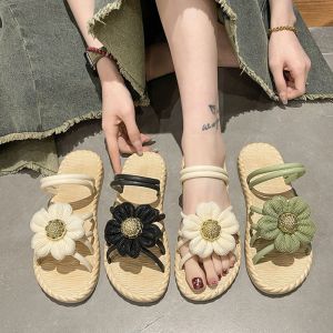 GOOTRADES พีวีซีพีวีซี รองเท้าแตะส้นแบนรูปดอกไม้ ป้องกันการลื่น หวานหวานแหววว รองเท้าฟลิปฟล็อป นุ่มนุ่มๆ รองเท้าใส่เดินชายหาด รองเท้าแตะสำหรับผู้หญิง ฤดูร้อนฤดูร้อนฤดูร้อน