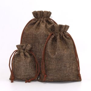 Linen Drawstring Pouch Burlap Mini Gift Bag for Jewelry Wedding Doorgift Candy Beg Serut Vintage
