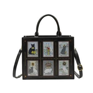 Túi xách cổ điển in hình mèo Tarot Túi đeo chéo vai sáng tạo độc đáo dễ thương Ví cầm tay dung tích lớn cho buổi hẹn hò đi làm2026