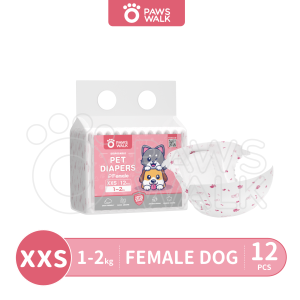 PawsWalk 12PCS Dry and Comfortable Thin Pet Dog Diaper XXS XS S M L XL Female/Male Dog Diapers Pet Diapers