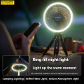 NITECORE NEF10 3-in-1 Camping Electrice Fan USB-C Rechargeable Ceiling Fans 10000mAh Power Bank LED Ring Light Adjustable Tripod. 