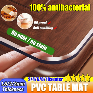 💧100% antihacterial 💧2/3mm PVC Tablecloth Transparent Rectangular Heat Resistant Waterproof soft glass Pvc Table Cover Rectangular Dining Place Mat PVC table mat Plastic No Yellowing Clear Table Cloth