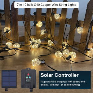 Durable Solar String Lights G40 Shatterproof LED Bulbs Outdoor Waterproof for Garden and Patio
