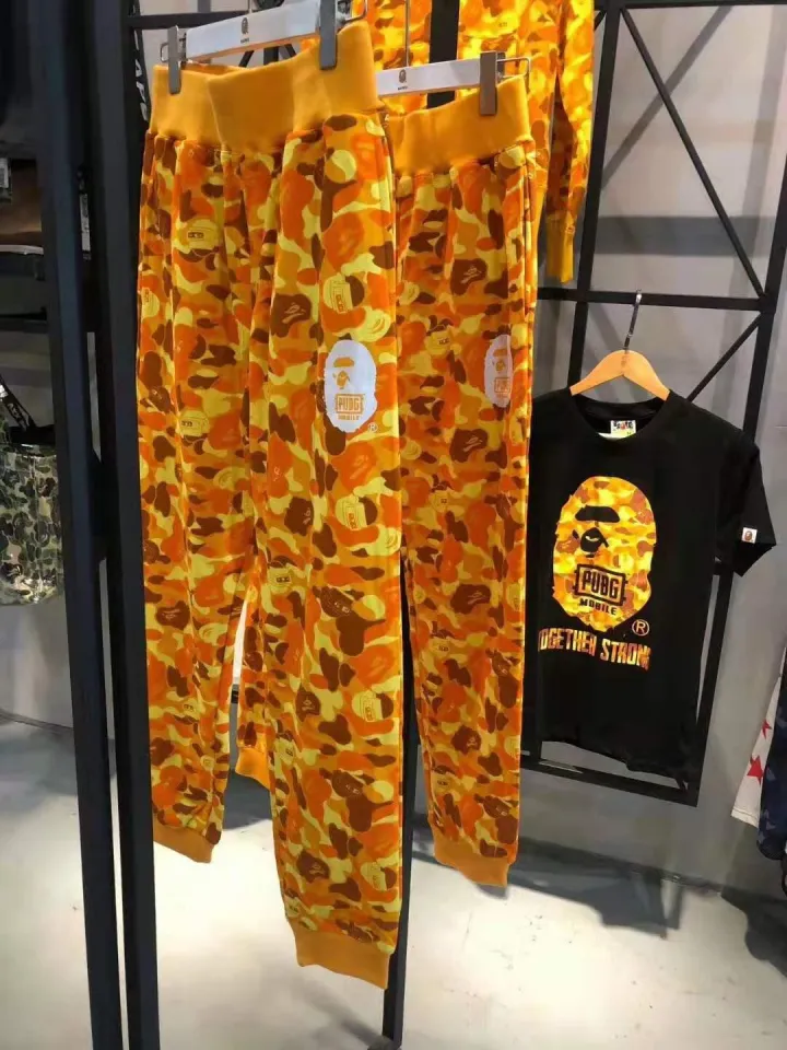 BAPE x PUBG Men Hoodies Pants Shorts T-shirts orange camouflage