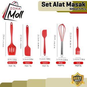 (BISA COD) SPATULA SILIKON SET 5 IN 1 BAKING UTENSIL SILICONE PERALATAN MASAK DAPUR RUMAH TANGGA