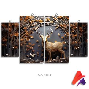 HIASAN DINDING PEMANDANGAN BUNGA EMAS RUSA SET ISI 4 AESTHETIC BLACK FLOWERS DEER KAMAR DEKORASI RUMAH WALL DECOR AESTHETIC DECOR KAMAR RUSA
